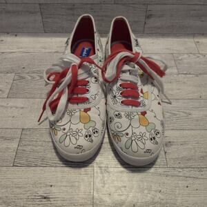 Keds Womens Day of the Dead Print Sneakers With Red Laces Size 6.5
